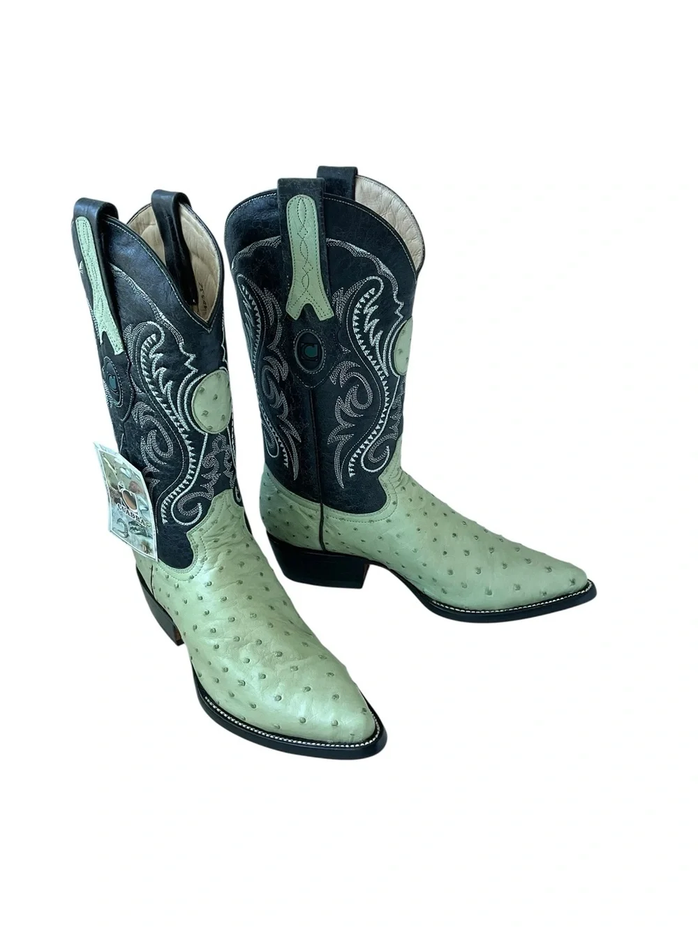 Cuadra NWT Genuine Ostrich Leather Western Cowboy Boots Women’s 7 Green - Picture 3 of 10